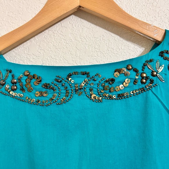 ANTONIO MELANI Teal Embellished Blouse - Picture 4 of 9